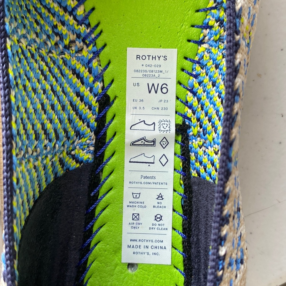 Rothy’s The Square Flat in Spring Tweed beige blue yellow Sz 6 - Picture 8 of 8